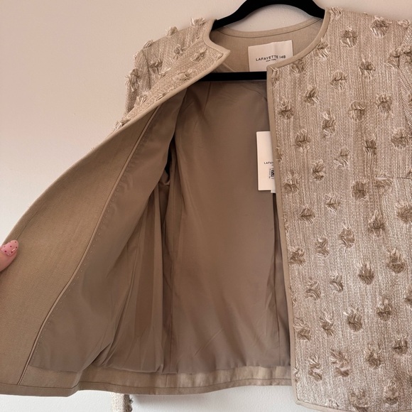 Lafayette 148 New York Collarless Jacquard Jacket Cream NWT Luxury - Picture 5 of 13